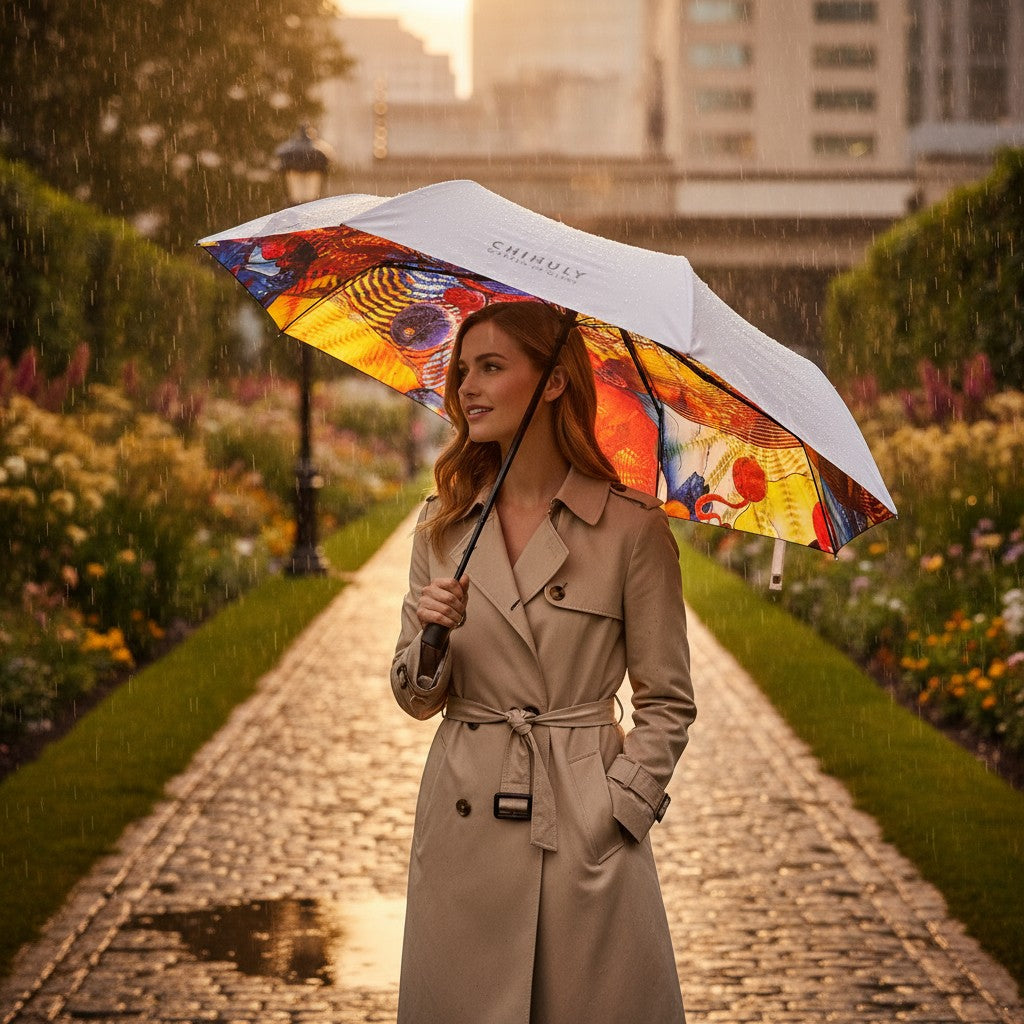 Chihuly Persian Ceiling Umbrella Travel size, White